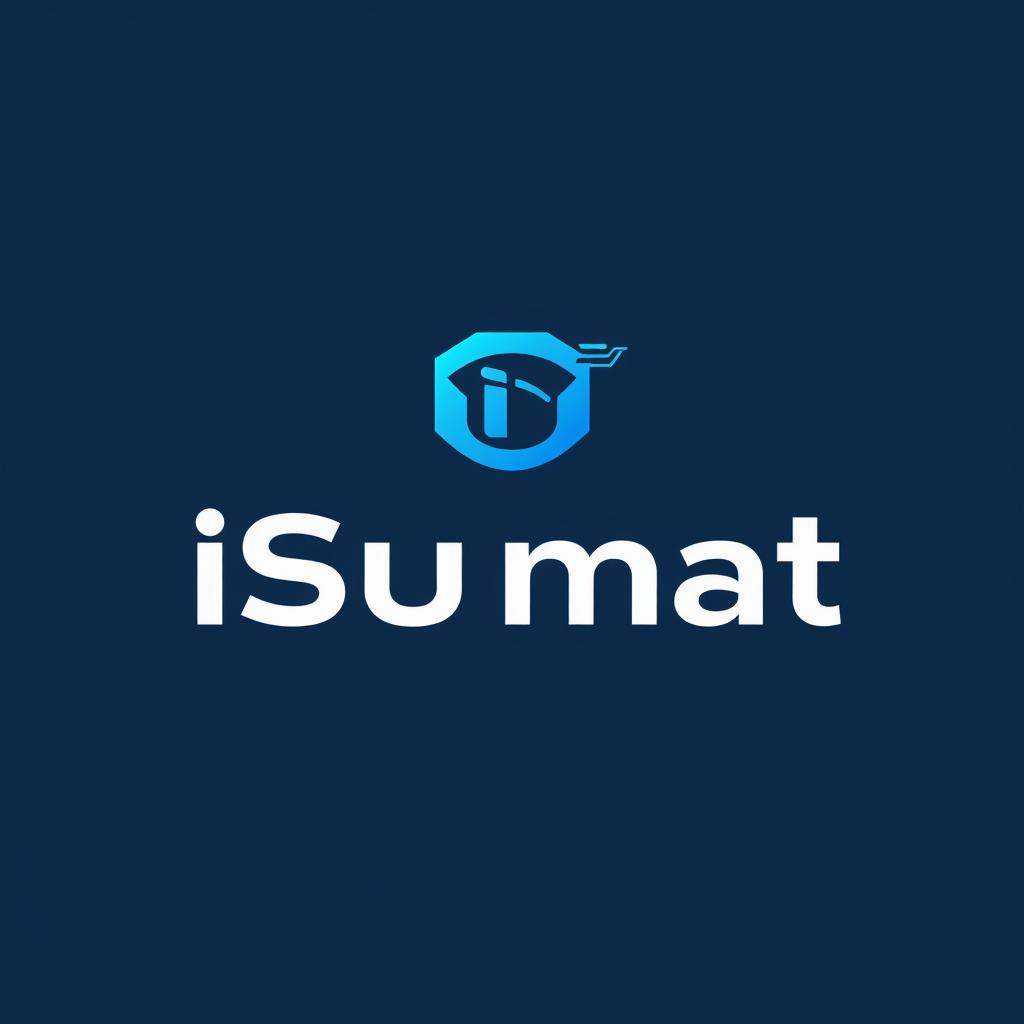 A sleek and modern logo design for 'iSUMAT'