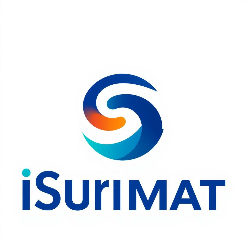 A modern logo design featuring an abstract swirl with gradients in blue, orange, and turquoise hues