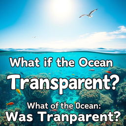 A captivating YouTube thumbnail illustrating a transparent ocean revealing stunning underwater scenery