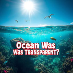 A captivating YouTube thumbnail illustrating a transparent ocean revealing stunning underwater scenery