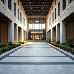 The entrance of a university reminiscent of the school from 'Extraordinary You', capturing an elegant and modern architectural style