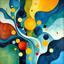 An abstract artwork that vividly showcases the principles of balance, rhythm, harmony, movement, variety, and proportion