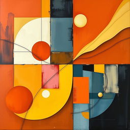 An abstract artwork showcasing the principles of balance, rhythm, harmony, movement, variety, and proportion