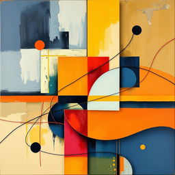 An abstract artwork showcasing the principles of balance, rhythm, harmony, movement, variety, and proportion
