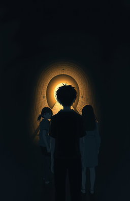 A novel cover featuring a dark tunnel as the background