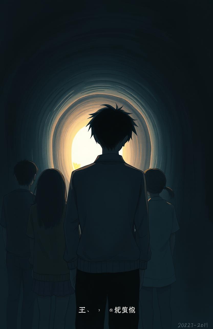 A novel cover featuring a dark tunnel as the background