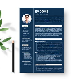 A visually appealing and professional CV template showcasing a clean, modern design