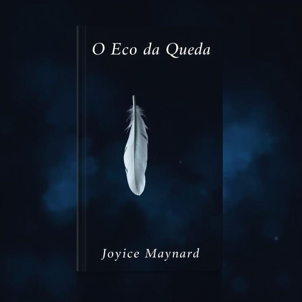 A minimalistic book cover featuring a single feather falling gracefully in the center, symbolizing the fall of a celestial being