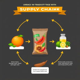 A digital art creation showcasing a unique supply chain framework for a product combining sili (chili) and kamias (sour fruit) sourced directly from the province of Oriental Mindoro