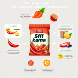A digital art creation showcasing a unique supply chain framework for a product combining sili (chili) and kamias (sour fruit) sourced directly from the province of Oriental Mindoro