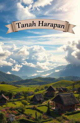 A breathtaking landscape featuring sweeping views of fluffy white clouds drifting over majestic mountains