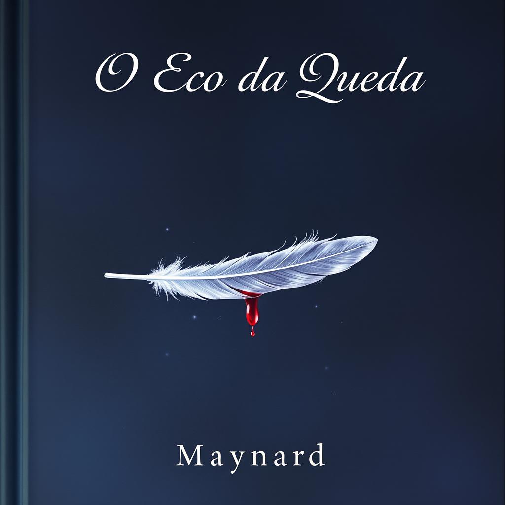 A dark and minimalistic book cover featuring a single feather lying horizontally and gently falling in the center