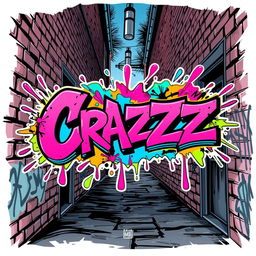 A vibrant and dynamic illustration featuring the word 'Crazz' in an artistic graffiti style