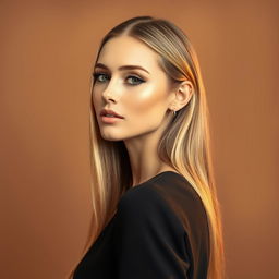 A stunning portrait of a woman with a straight neck, showcasing her elegant posture
