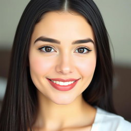 A stunning portrait of a 20-year-old Arab woman with striking features