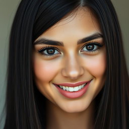 A stunning portrait of a 20-year-old Arab woman with striking features