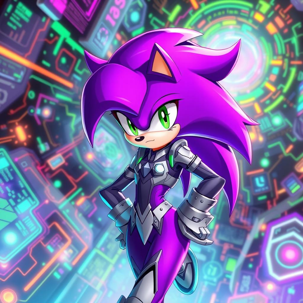 A highly detailed, dynamic illustration of Sage from the Sonic the Hedgehog universe