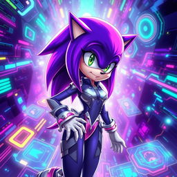 A highly detailed, dynamic illustration of Sage from the Sonic the Hedgehog universe