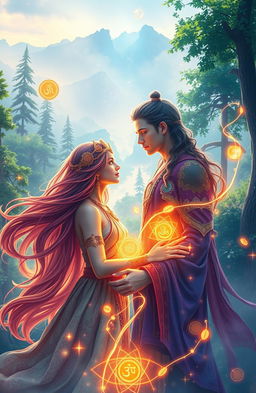 A mystical and enchanting scene depicting the essence of Bramhavidya, with vibrant colors and magical elements