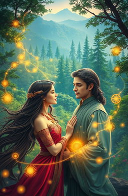 A mystical and enchanting scene depicting the essence of Bramhavidya, with vibrant colors and magical elements