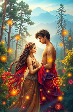 A mystical and enchanting scene depicting the essence of Bramhavidya, with vibrant colors and magical elements