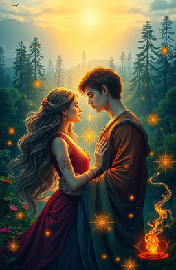 A mystical and enchanting scene depicting the essence of Bramhavidya, with vibrant colors and magical elements