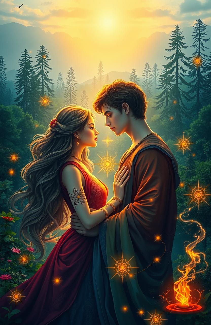 A mystical and enchanting scene depicting the essence of Bramhavidya, with vibrant colors and magical elements