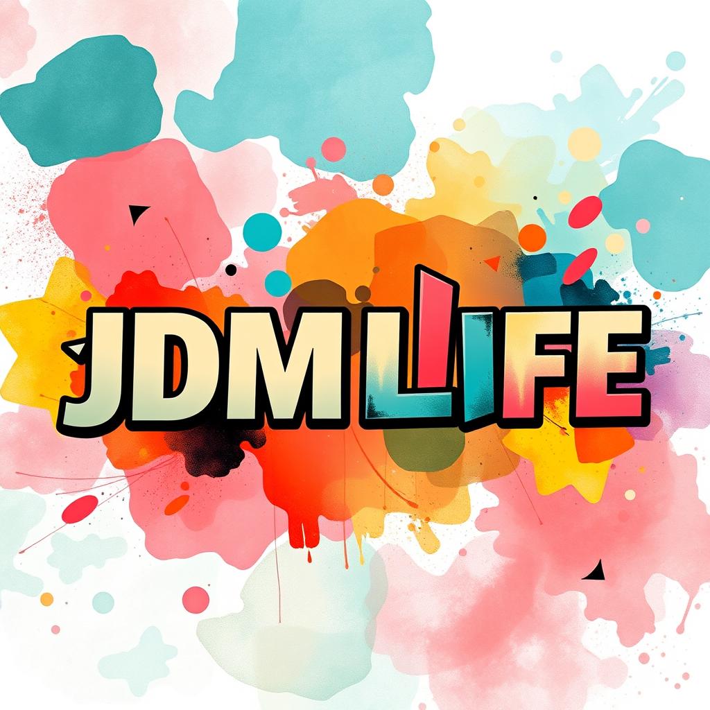A vibrant and colorful background featuring the text 'JDMLIFE' in bold, artistic font