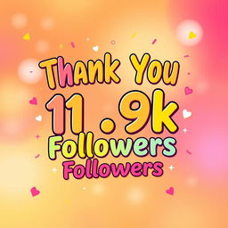 A vibrant and dynamic social media thank you post, featuring colorful typography that reads 'Thank You 11