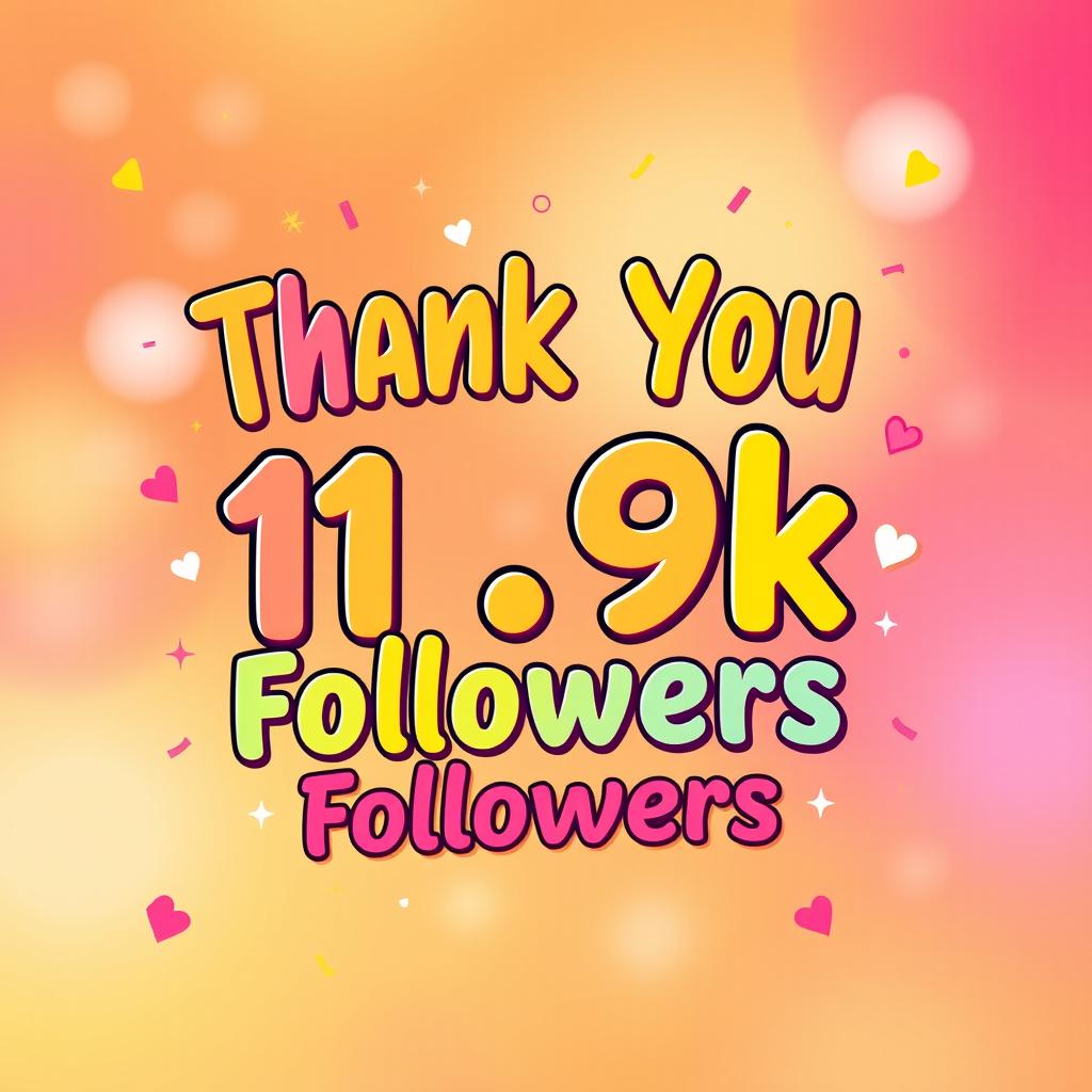 A vibrant and dynamic social media thank you post, featuring colorful typography that reads 'Thank You 11