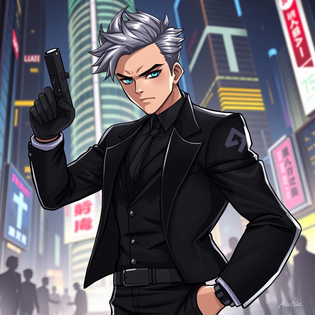 A striking and imaginative illustration of a character named 'Agent KingKai', depicted as a suave and confident secret agent