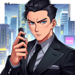 A striking and imaginative illustration of a character named 'Agent KingKai', depicted as a suave and confident secret agent