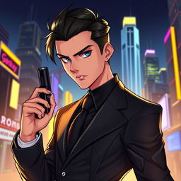 A striking and imaginative illustration of a character named 'Agent KingKai', depicted as a suave and confident secret agent