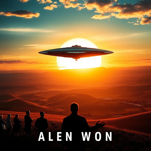 A dramatic movie poster featuring an alien spaceship landing on Earth