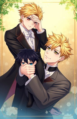 A captivating yaoi cover featuring a butler and his young master, illustrating a compelling blend of past and present