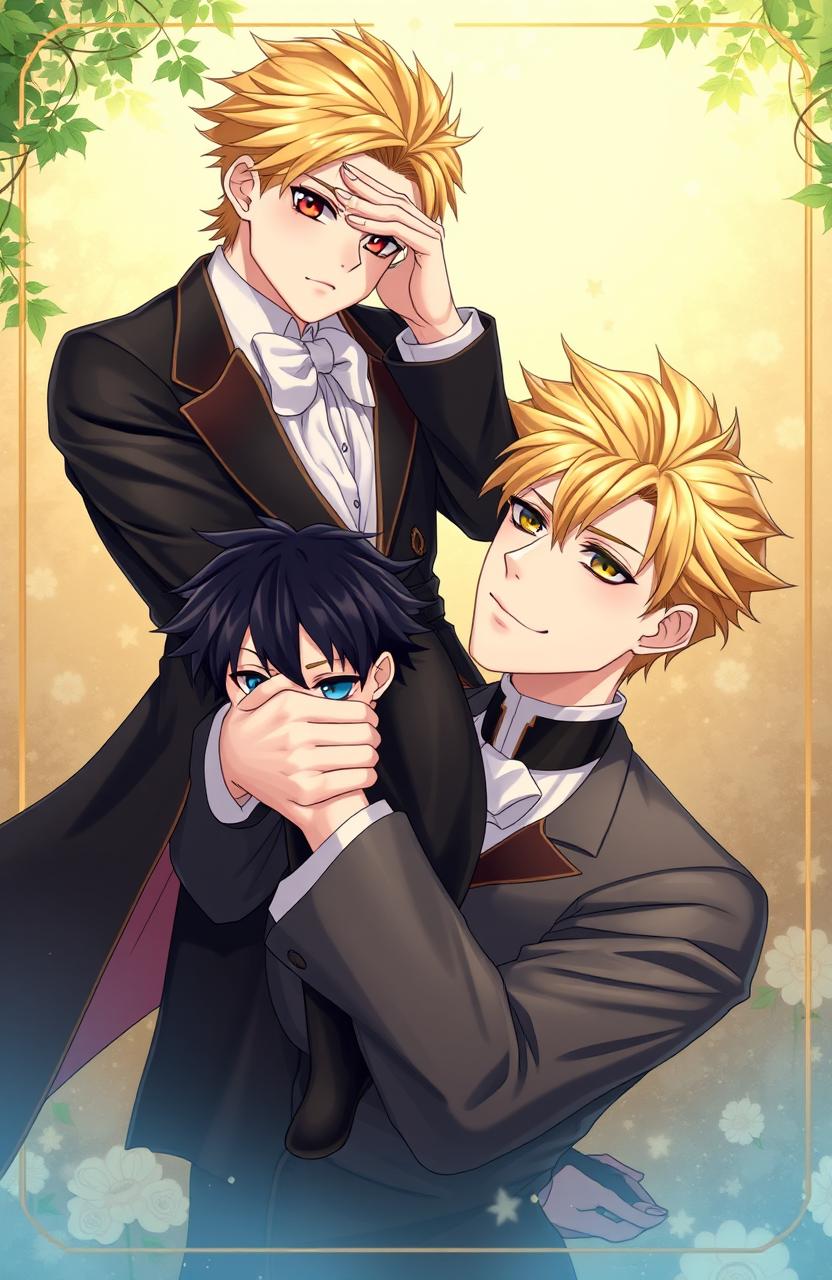 A captivating yaoi cover featuring a butler and his young master, illustrating a compelling blend of past and present