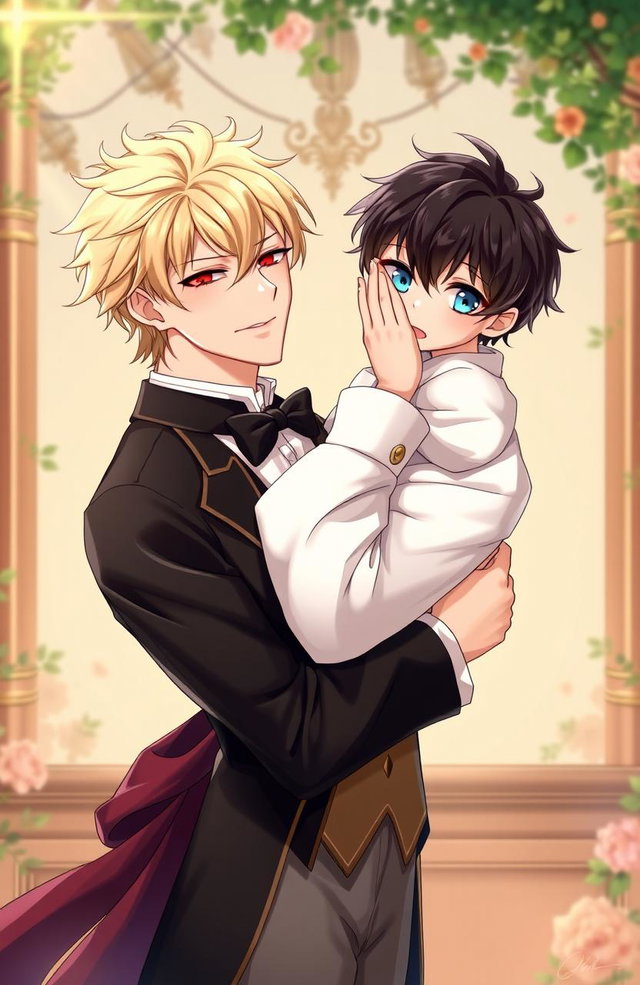 A captivating yaoi cover featuring a butler and his young master, illustrating a compelling blend of past and present
