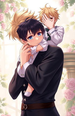 A captivating yaoi cover featuring a butler and his young master, illustrating a compelling blend of past and present