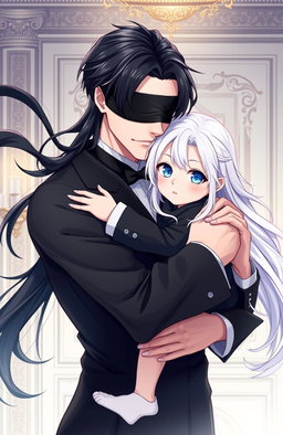 A captivating yaoi cover art depicting a butler lifting a young master from his childhood days