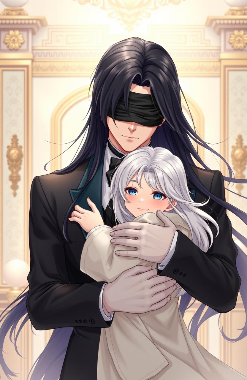 A captivating yaoi cover art depicting a butler lifting a young master from his childhood days