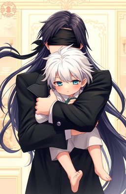 A captivating yaoi cover art depicting a butler lifting a young master from his childhood days