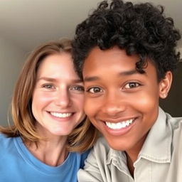 A selfie featuring two people with warm and friendly expressions, showcasing their natural faces and attire