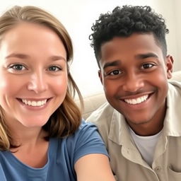 A selfie featuring two people with warm and friendly expressions, showcasing their natural faces and attire