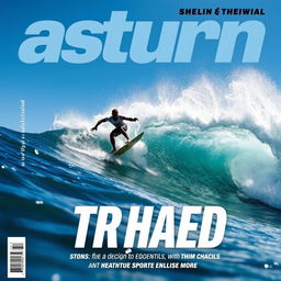 A dynamic and thrilling scene capturing a surfer riding a massive wave, showcasing their skill and adrenaline in action