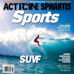 A dynamic and thrilling scene capturing a surfer riding a massive wave, showcasing their skill and adrenaline in action