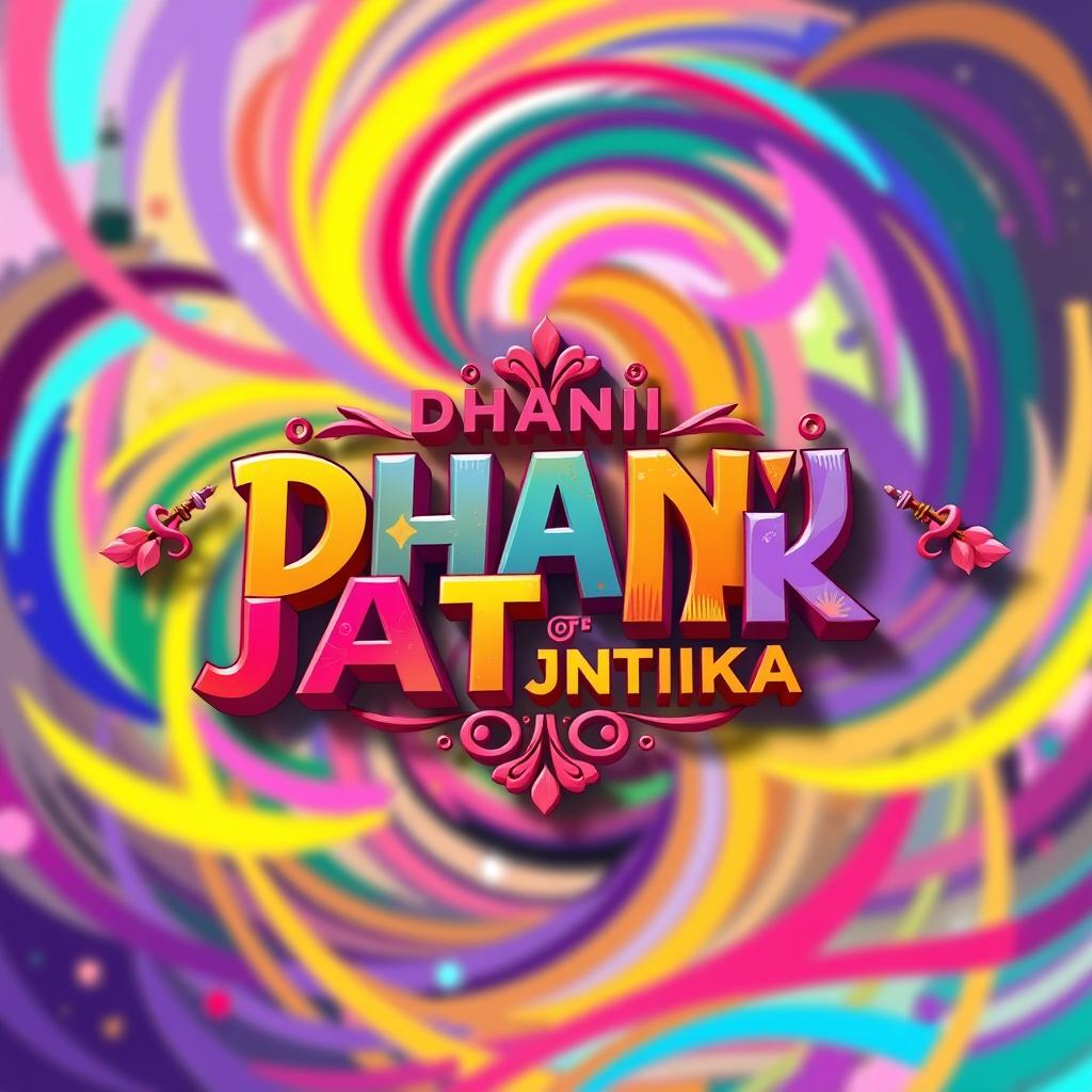 A vibrant and colorful digital illustration featuring the name 'DHANI JATNIKA' in an artistic font