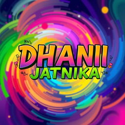 A vibrant and colorful digital illustration featuring the name 'DHANI JATNIKA' in an artistic font