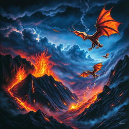 A captivating book cover featuring an enigmatic scene with majestic dragons soaring through a twilight sky illuminated by flames