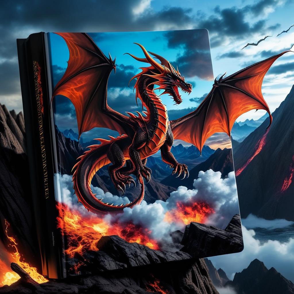 más brillante y sin el libro, el dragón de color negro