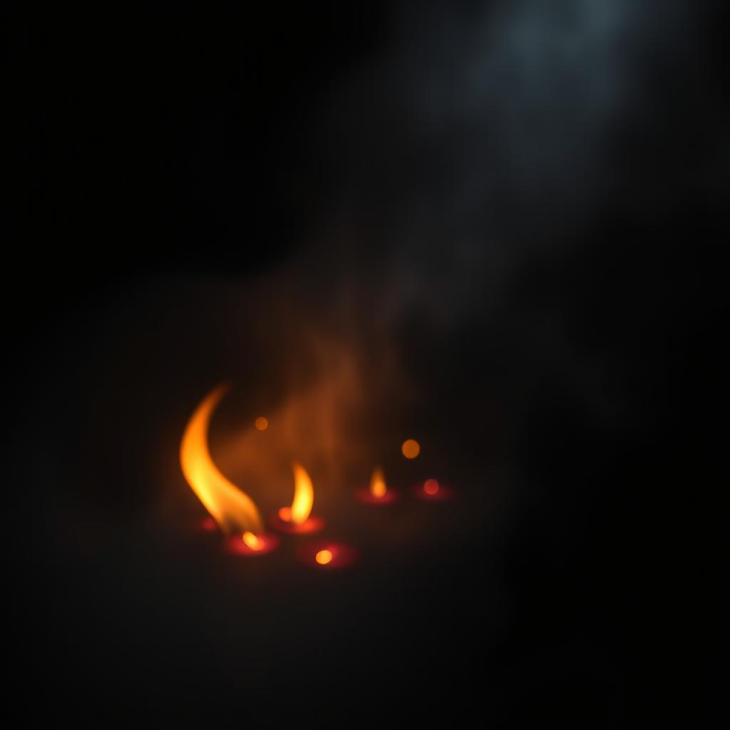 A subdued and atmospheric cover design reflecting mystery, fire, and light